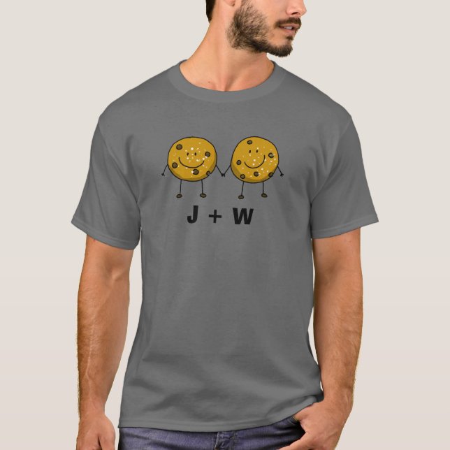Camiseta Casal de cookies personalizado - suas iniciais ou  (Frente)