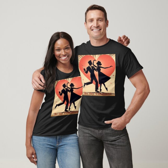 Camiseta Casal de dança de Namorados moderno do meio século (Unissex)