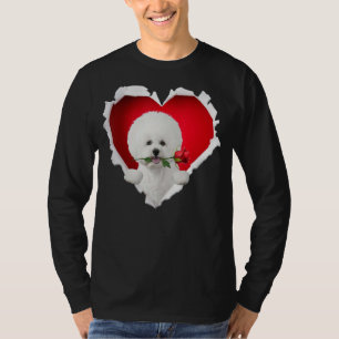 Camiseta Casal de Dia de os namorados do Coração Bichon Fri