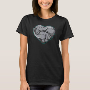 Camiseta Casal de Elefantes Fofo em Forma de Coração Amor A