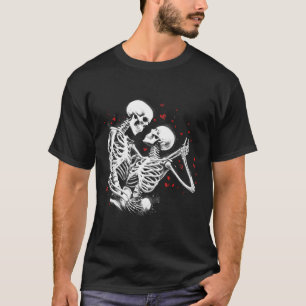 Camiseta Casal De Esqueleto Para Dia de os namorados De Hal