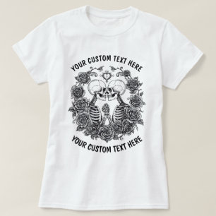 Camiseta Casal de Esqueleto Personalizado com Moldura de Fl