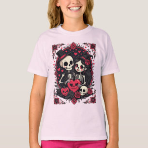 Camiseta Casal de Esqueletos Apaixonados de Valloween