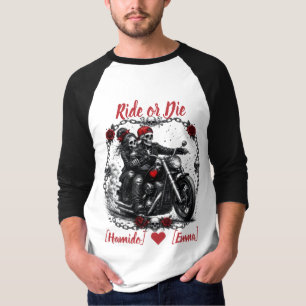 Camiseta Casal de Esqueletos Personalizados 'Ride or Die'
