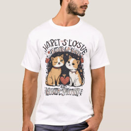 Camiseta Casal De Gato Bonito Com Gatinho De Vestígio De Ca