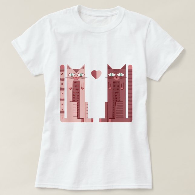 Camiseta Casal de gatos (Frente do Design)