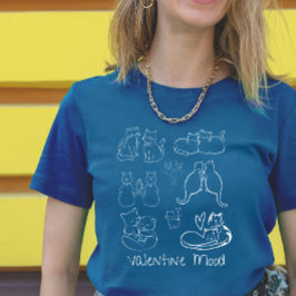 Camiseta Casal de Gatos de Tatuagem Vintage no Dia dos Namo