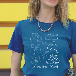 Camiseta Casal de Gatos de Tatuagem Vintage no Dia dos Namo