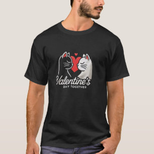 Camiseta Casal de Gatos Românticos Design do Dia dos Namora