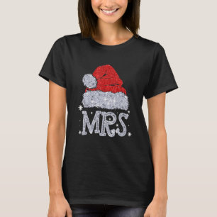 Camiseta Casal de Natal Correspondência Sr e Sra Chapéu de