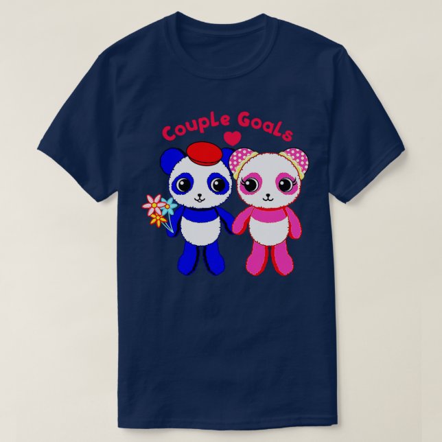 Camiseta Casal de pandas giro (Frente do Design)