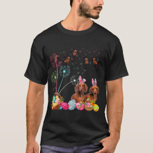 Camiseta Casal de Páscoa Esquadrão Coelho Dachshunds Dente-