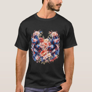 Camiseta Casal de Peixes-Beta Vermelhos e Azuis Patrióticos