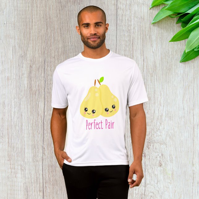 Camiseta Casal de Peras Kawaii Par Perfeito Piada Divertida (Criador carregado)