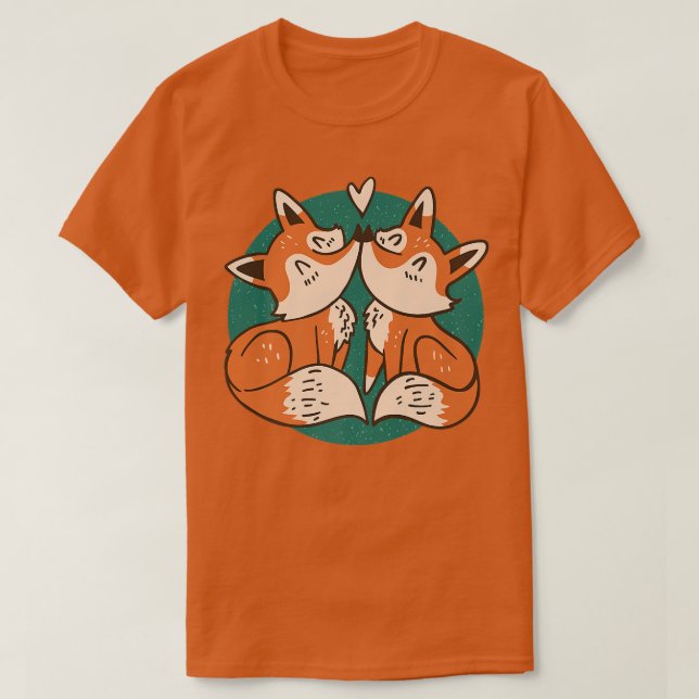 Camiseta Casal De Raposa Para Animais Cute Premium 925 (Frente do Design)