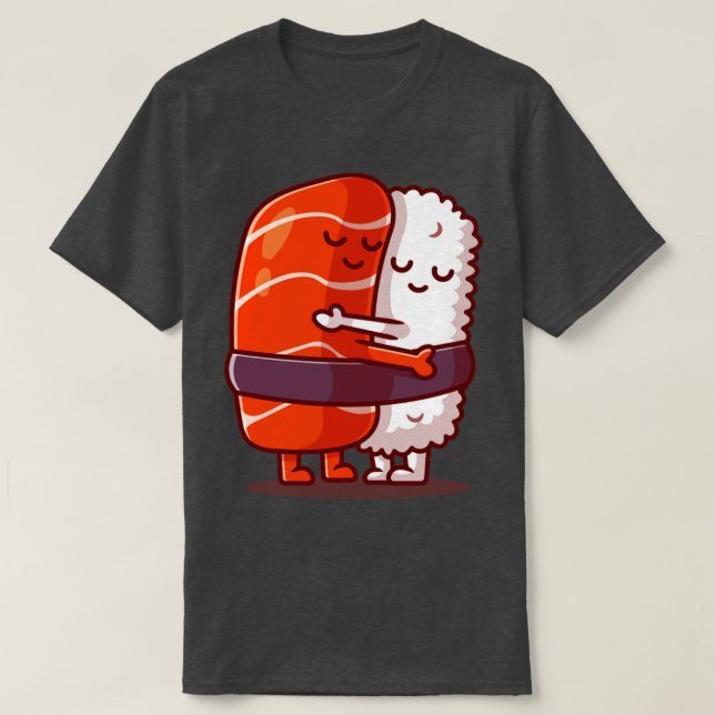 Camiseta Casal de Salmão de Sushi em Cute (Frente do Design)