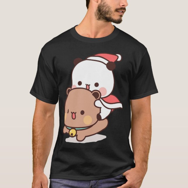 Camiseta Casal De Urso De Panda E Brownie, Feliz Ato De Nat (Frente)