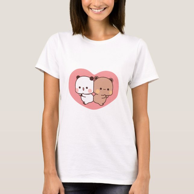 Camiseta Casal de urso Panda, bubu e abraços dudu (Frente)