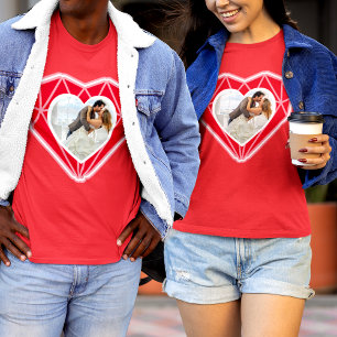 Camiseta Casal Diamond Heart Photo Red Dia de os namorados