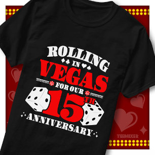 Camiseta Casal do 15º Aniversário de Vegas Cassino Dados Ro