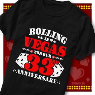 Camiseta Casal do 33º Aniversário de Vegas Cassino Dados Ro