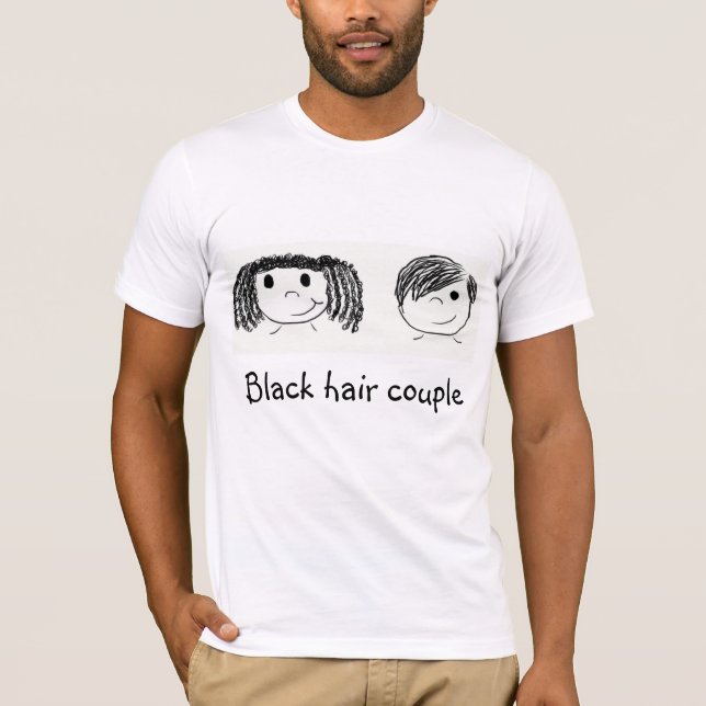 Camiseta Casal do cabelo preto - namorado (Frente)