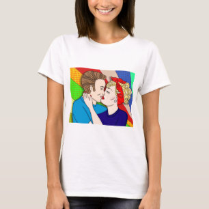 Camiseta Casal do estilo de arte Pop da Retro 1950