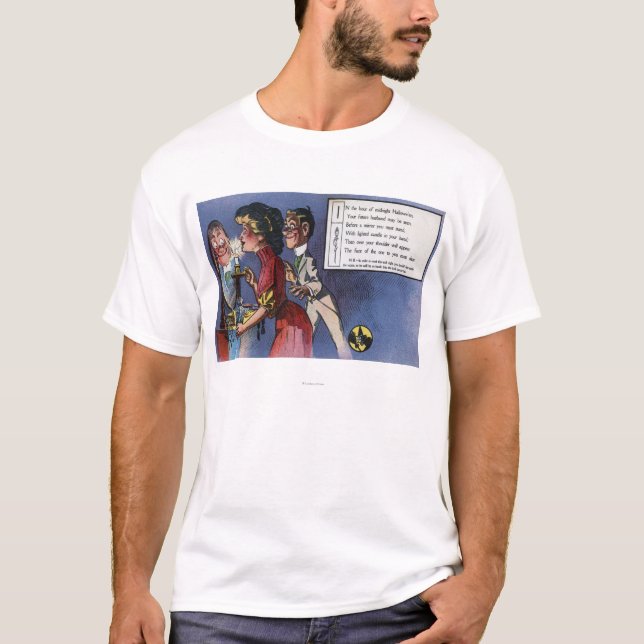Camiseta Casal do homem e da mulher na luz de vela (Frente)