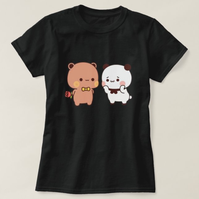 Camiseta Casal Do Urso De Panda E Brownie (Frente do Design)
