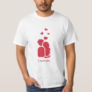 Camiseta Casal e Coração Simples Branco com Marca Personali