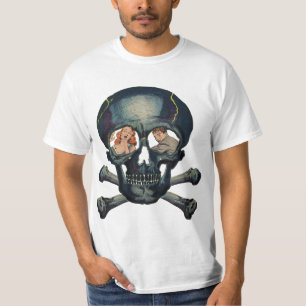 Camiseta casal em quadrinhos de terror crânio