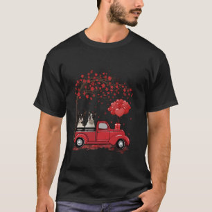Camiseta Casal engraçado Boston Terrier Dog Red Truck Valen