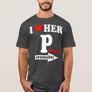 Camiseta Casal Engraçado Correspondendo Eu Amo Ela P