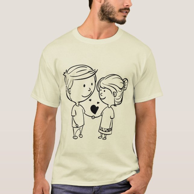 Camiseta Casal Fofo Segurando Coração (Frente)