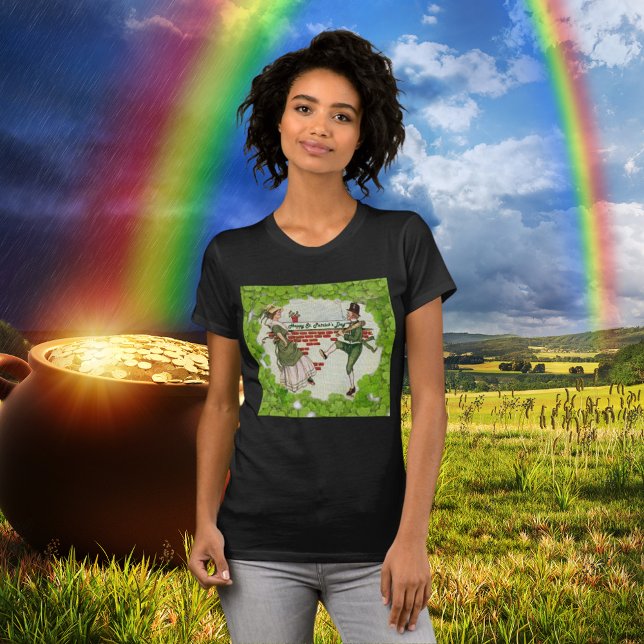 Camiseta Casal Irlandês de Dança Vintage (Vintage Dancing Irish Couple T-Shirt)