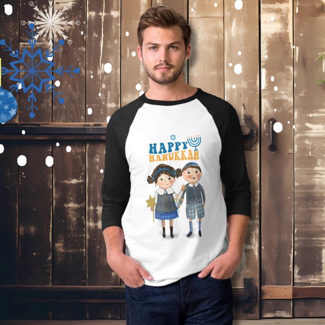 Camiseta Casal judaico adorável Hanukkah Holiday (Adorable Jewish couple Hanukkah Holiday T-Shirt)