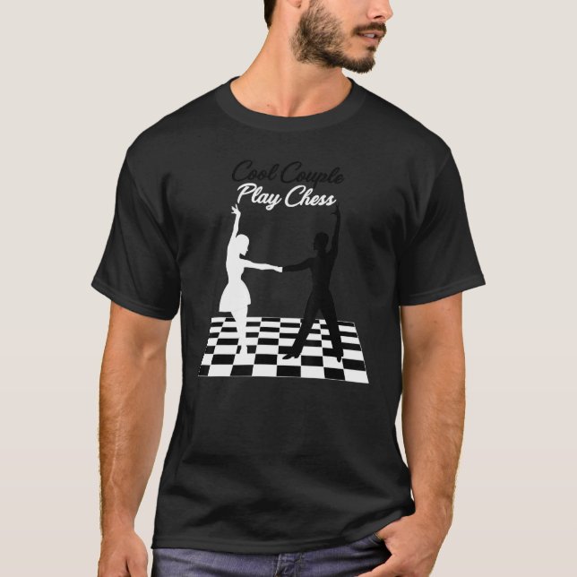 Camiseta Casal legal Tocar Casal de xadrez dançando no ches (Frente)