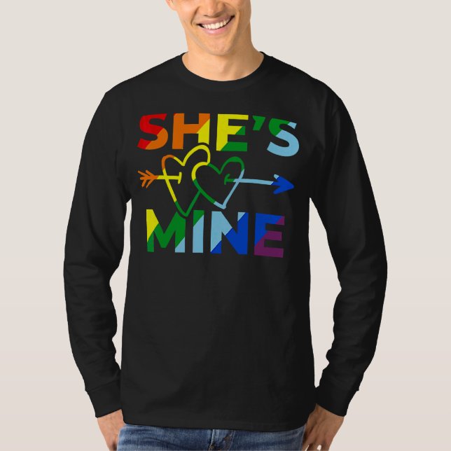 Camiseta Casal lésbica Ela é minha Eu sou o Lgbt P (Frente)