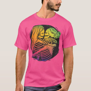 Camiseta Casal lésbica LGBTQ Orgulho Arco-íris Sinalizador