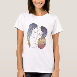 Camiseta Casal lésbica na arte minimalística do amor