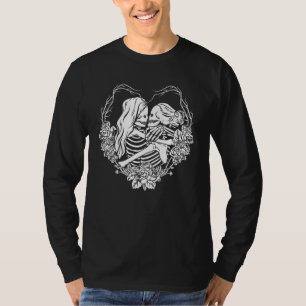 Camiseta Casal Lésbico Esqueleto Estético Orgulho LGBT LGBT