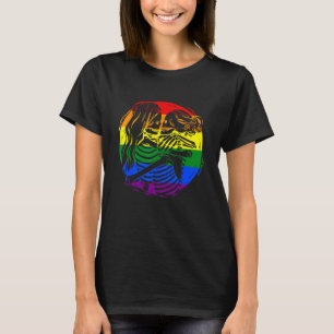 Camiseta Casal lésbico Orgulho LGBT Esqueletos Beijando no