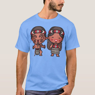 Camiseta Casal Maori em roupas tradicionais
