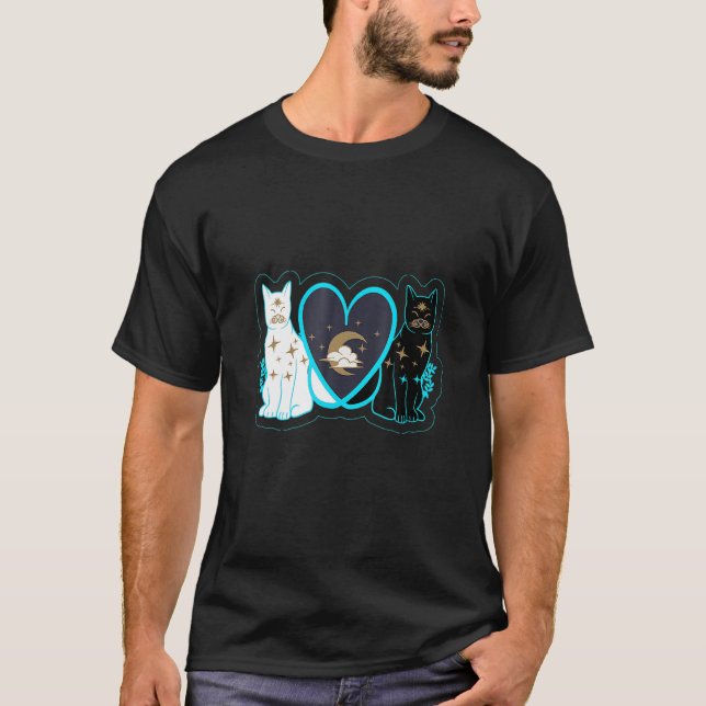 Camiseta Casal Místico Magnético De Gato Yin Yang 5 Ying D  (Frente)