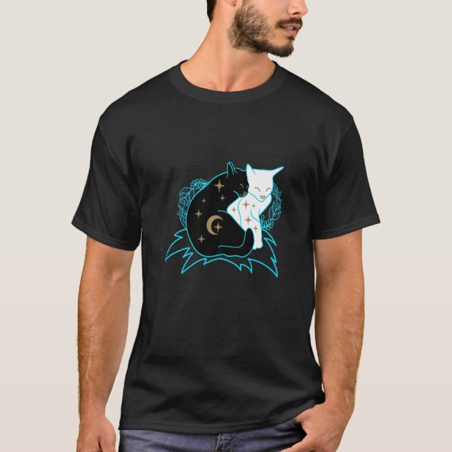 Camiseta Casal Místico Magnético de Gato Yin Yang 6 Ying Dé (Frente)