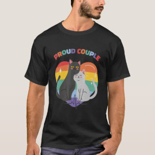 Camiseta Casal Orgulhoso Gato Lgbt Orgulho Gay Gatinho Purr