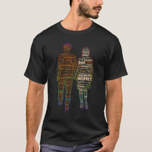 Camiseta Casal palavra amor tolerância igualdade respeito a