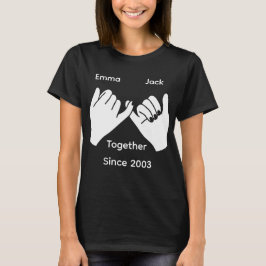 Camiseta Casal personalizado com nomes e ano personalizados