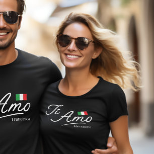 Camiseta Casal Personalizado De Script Do Ti Amo