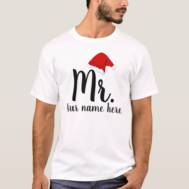 Camiseta Casal personalizado do Sr. e Sra. Papais noeis (Frente)